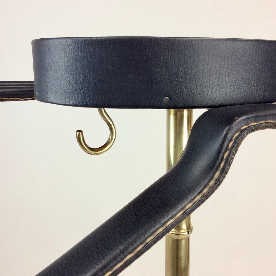 Faux-leather And Brass Valet Stand By Jacques Adnet, Circa 1960, France-photo-7