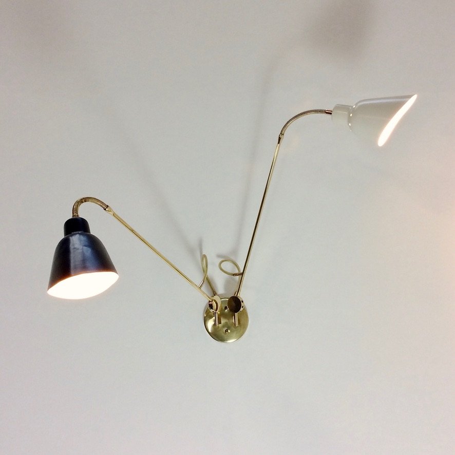 Large Two-arm Wall Light By Angelo Lelli For Arredoluce, Circa 1952, Italy.-photo-5