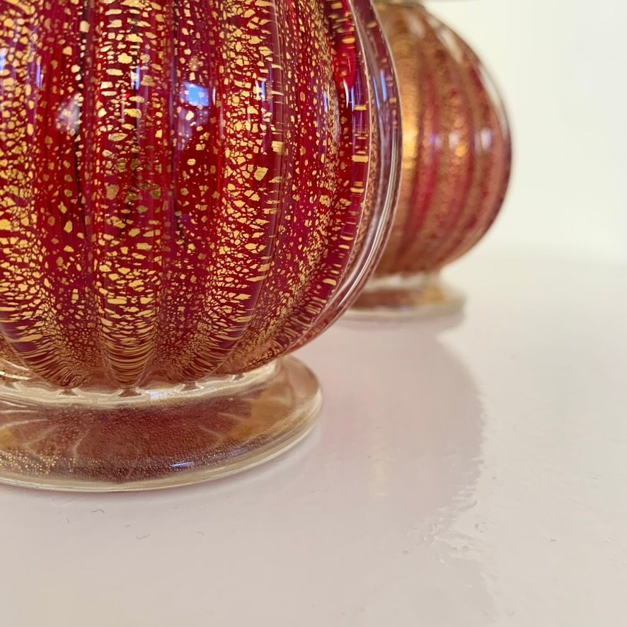 Pair Of Murano Glass Lamps Circa 1940, Italy.-photo-2