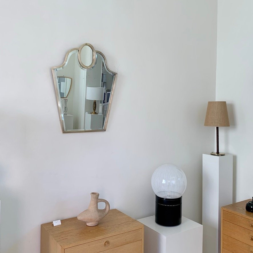 Miroir mural en laiton, vers1950, Italie.-photo-7