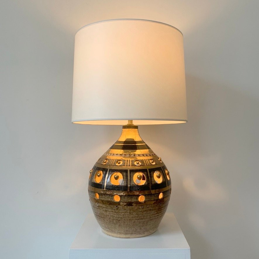 Lampe en céramique or de Georges Pelletier , vers 1970, France.-photo-3