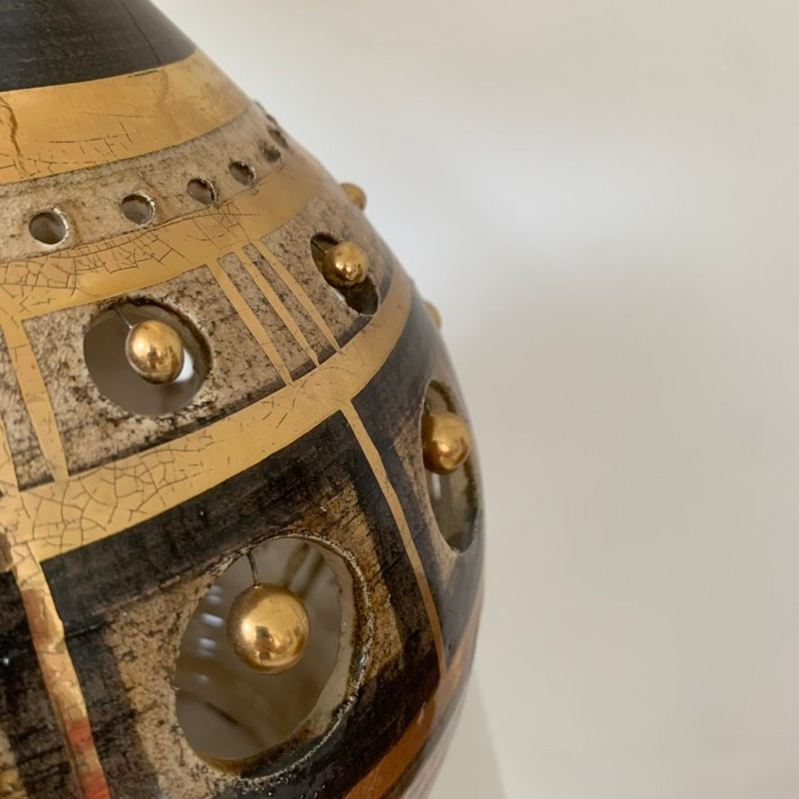 Lampe en céramique or de Georges Pelletier , vers 1970, France.-photo-3
