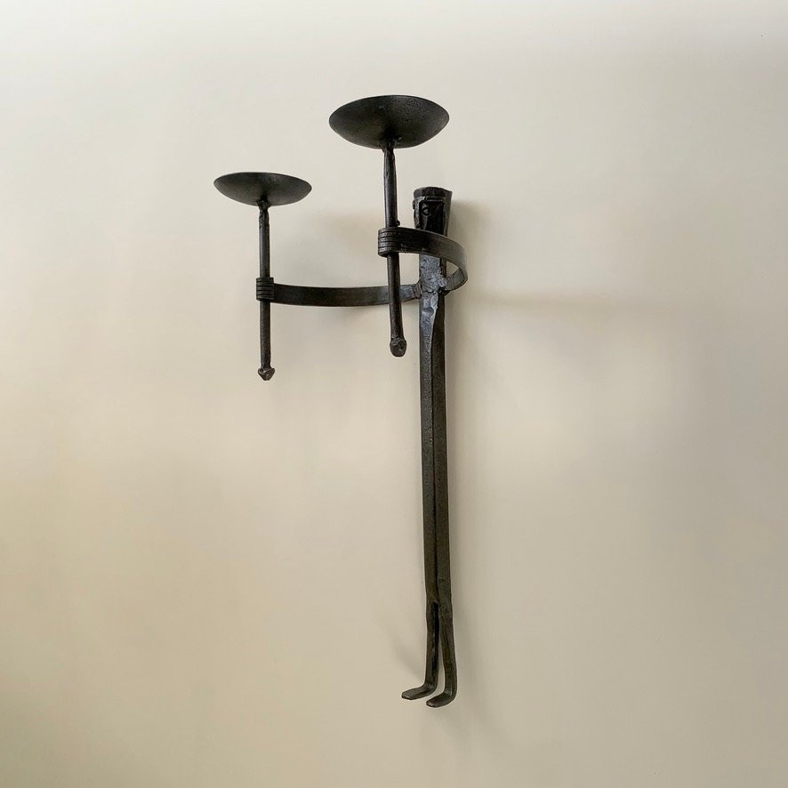 Wrought Iron Wall Candlestick, Circa 1950, France.-photo-3