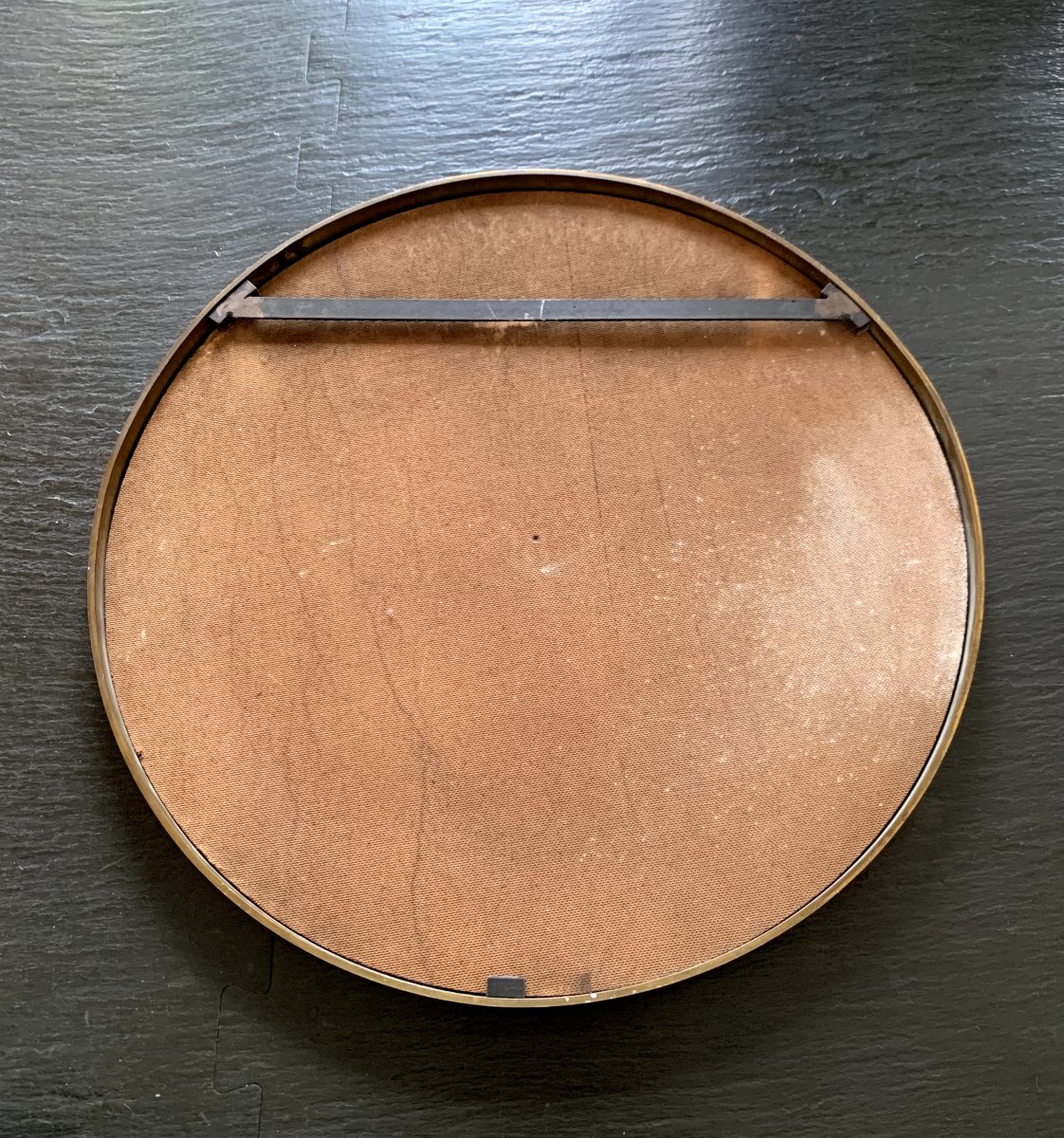 Round Brass Mirror And Oxidized Mirror, Circa 1940, France.-photo-1
