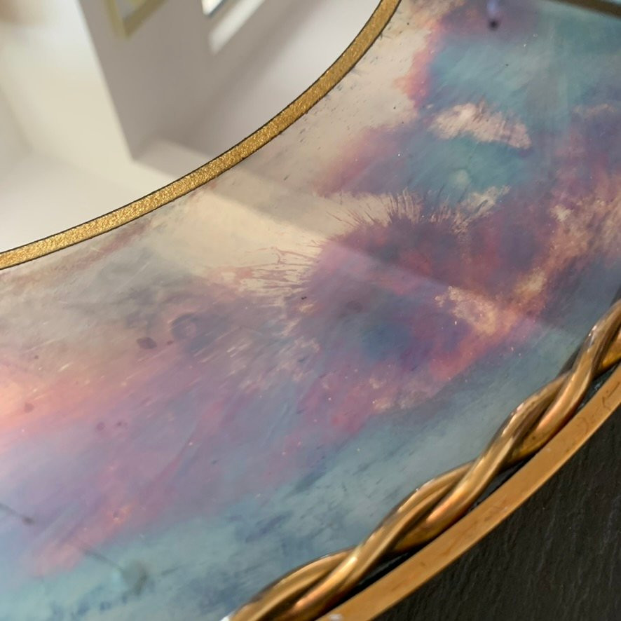 Round Brass Mirror And Oxidized Mirror, Circa 1940, France.-photo-3