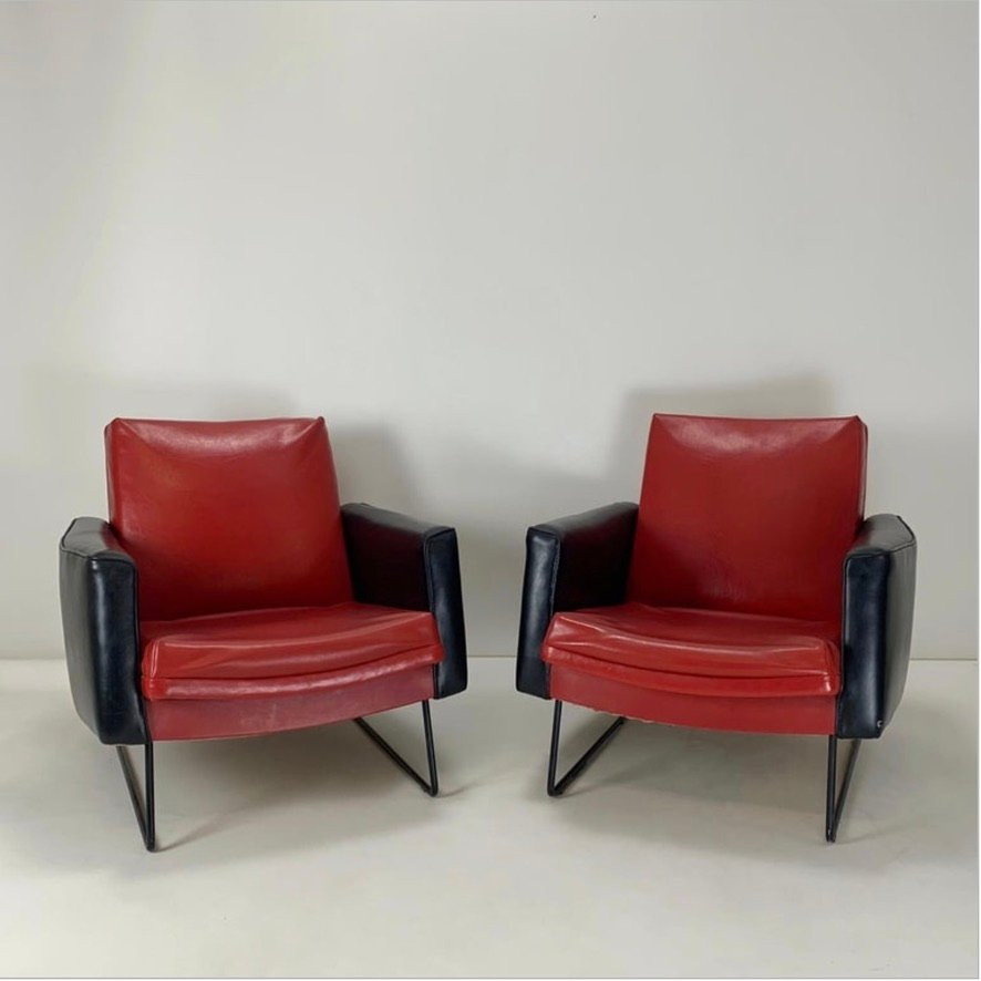 Pair Of Prélude Model Armchairs By Louis Paolozzi For Zol, Circa 1958, France.-photo-1
