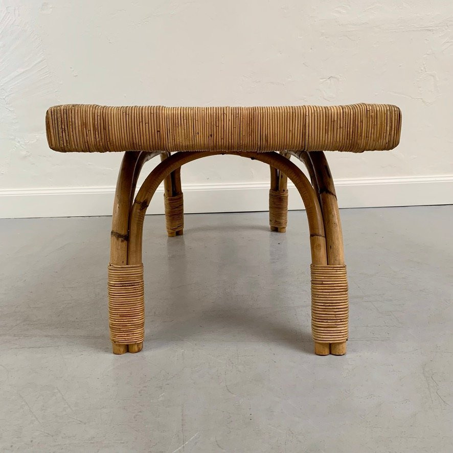 Coffee Table Made Of Bamboo, Rattan And Ceramic, Circa 1950, France.-photo-4