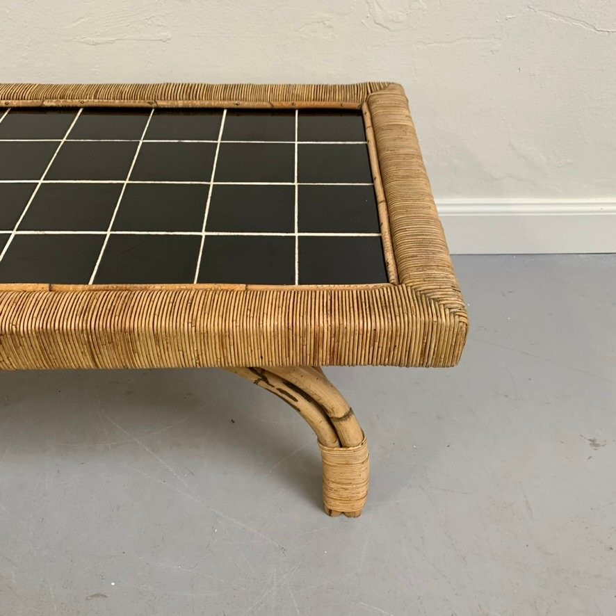 Coffee Table Made Of Bamboo, Rattan And Ceramic, Circa 1950, France.-photo-5