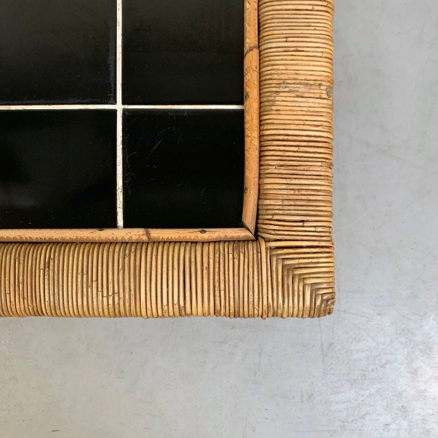 Coffee Table Made Of Bamboo, Rattan And Ceramic, Circa 1950, France.-photo-6