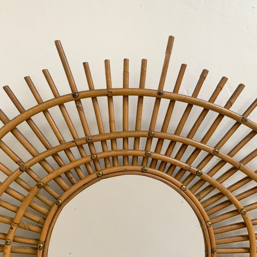 Rattan Mirror In The French Riviera Style, Circa 1960, France.-photo-4