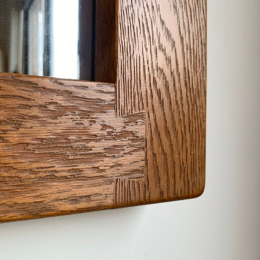 Mid-century Decorative Oak And Metal Mirror, Circa 1960, France.-photo-6