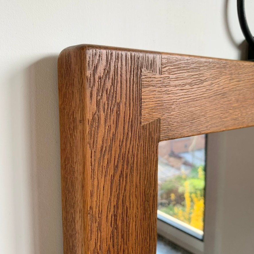 Mid-century Decorative Oak And Metal Mirror, Circa 1960, France.-photo-7