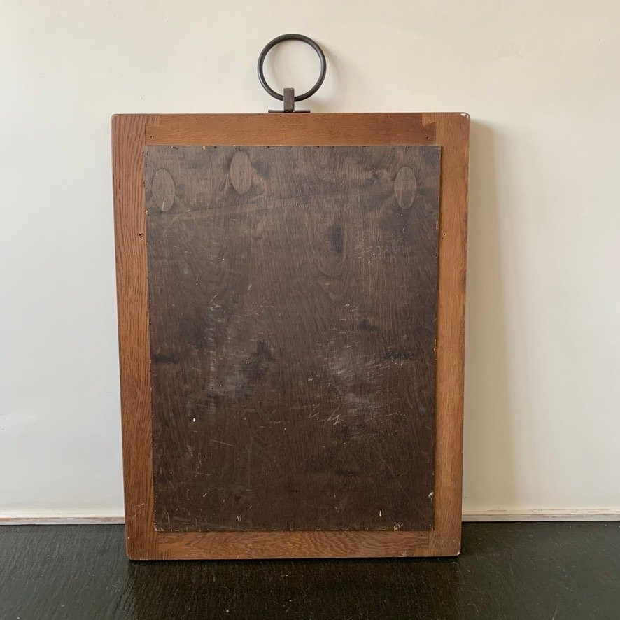 Mid-century Decorative Oak And Metal Mirror, Circa 1960, France.-photo-8