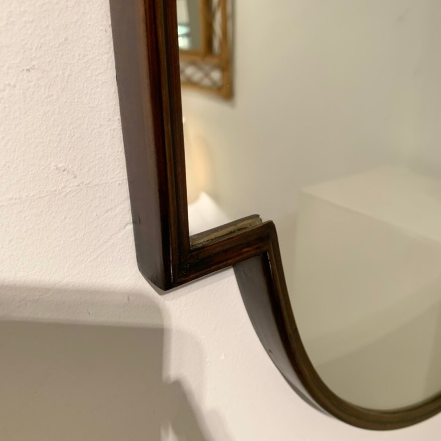 Pair de miroirs italiens mid-century en bois, vers 1950.-photo-3
