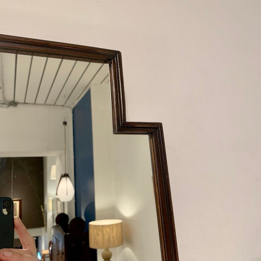 Pair de miroirs italiens mid-century en bois, vers 1950.-photo-7