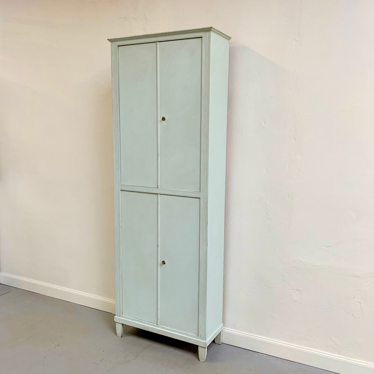 Large 4-door Blue-green Painted Cabinet, Circa 1950, Italy.-photo-2