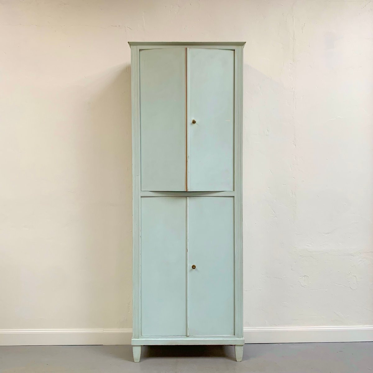 Large 4-door Blue-green Painted Cabinet, Circa 1950, Italy.-photo-3