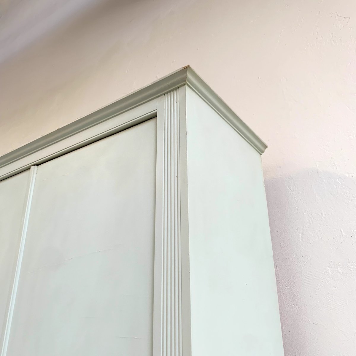 Large 4-door Blue-green Painted Cabinet, Circa 1950, Italy.-photo-1