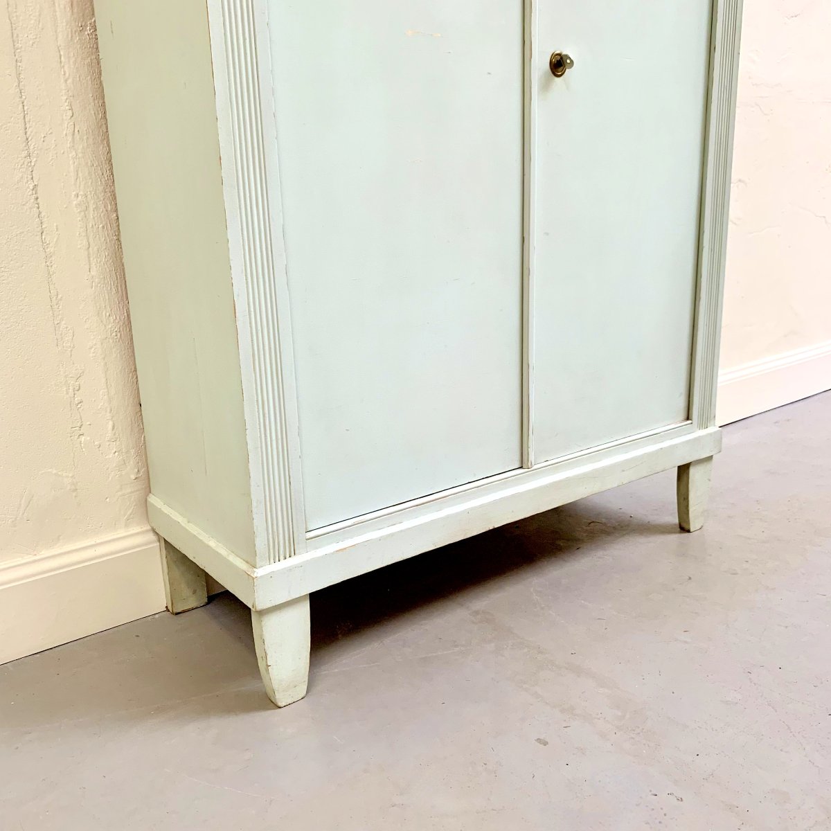 Large 4-door Blue-green Painted Cabinet, Circa 1950, Italy.-photo-2