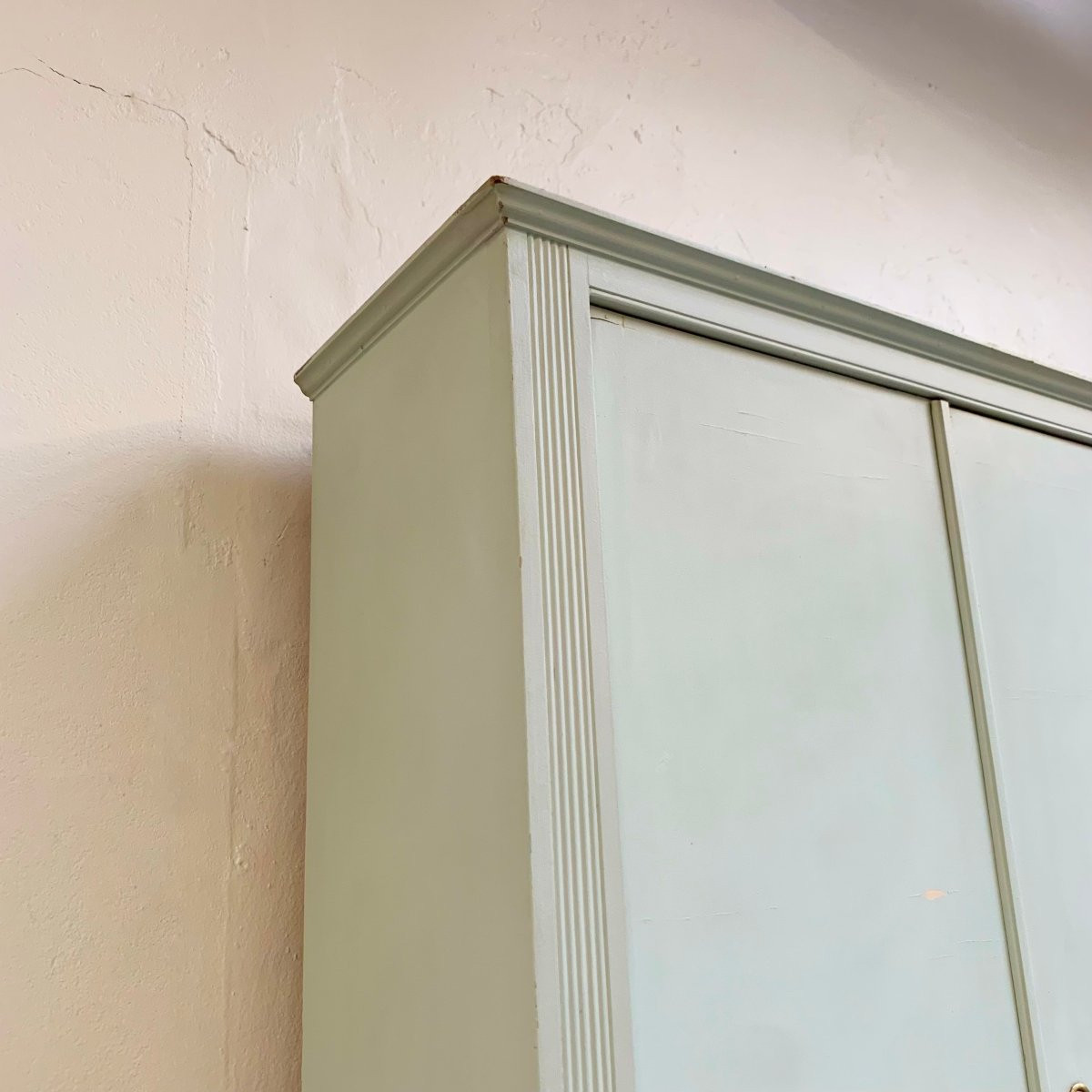 Large 4-door Blue-green Painted Cabinet, Circa 1950, Italy.-photo-7