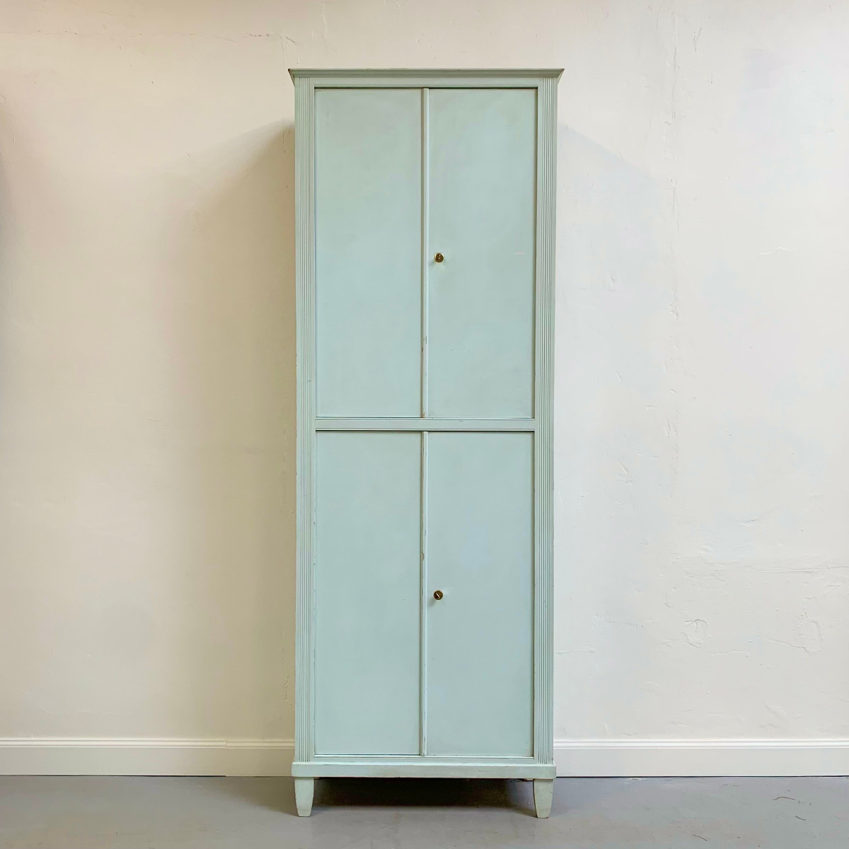 Large 4-door Blue-green Painted Cabinet, Circa 1950, Italy.