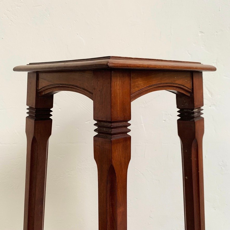 Sellette Art Nouveau en bois , vers 1900, Belgium.-photo-3
