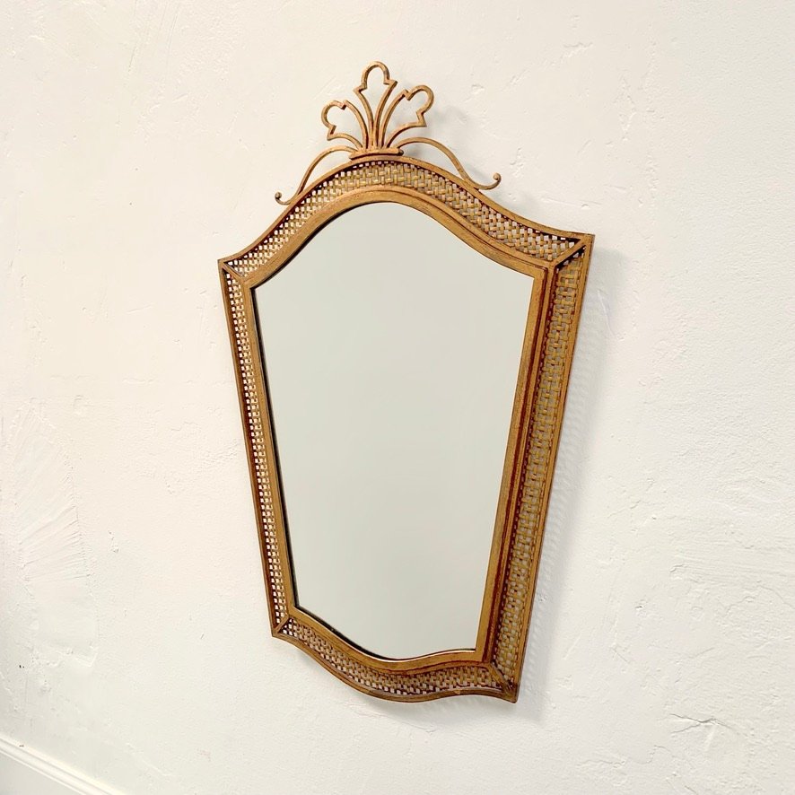 Miroir années 40, doré à la feuille d'or, France.-photo-4