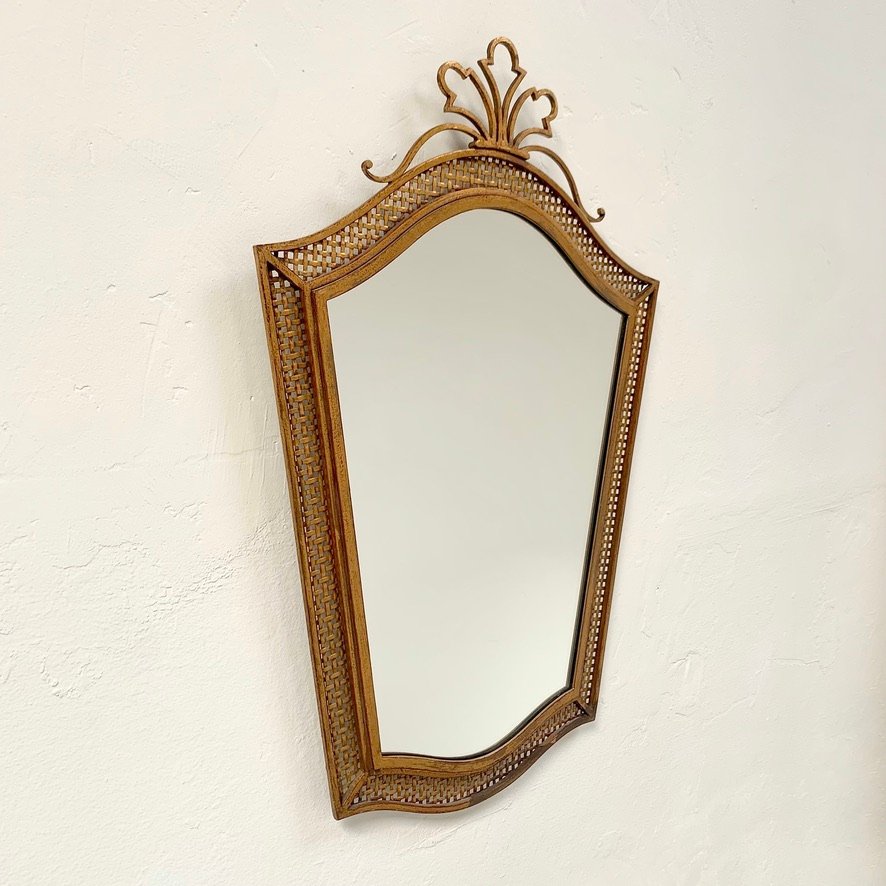 Miroir années 40, doré à la feuille d'or, France.-photo-2