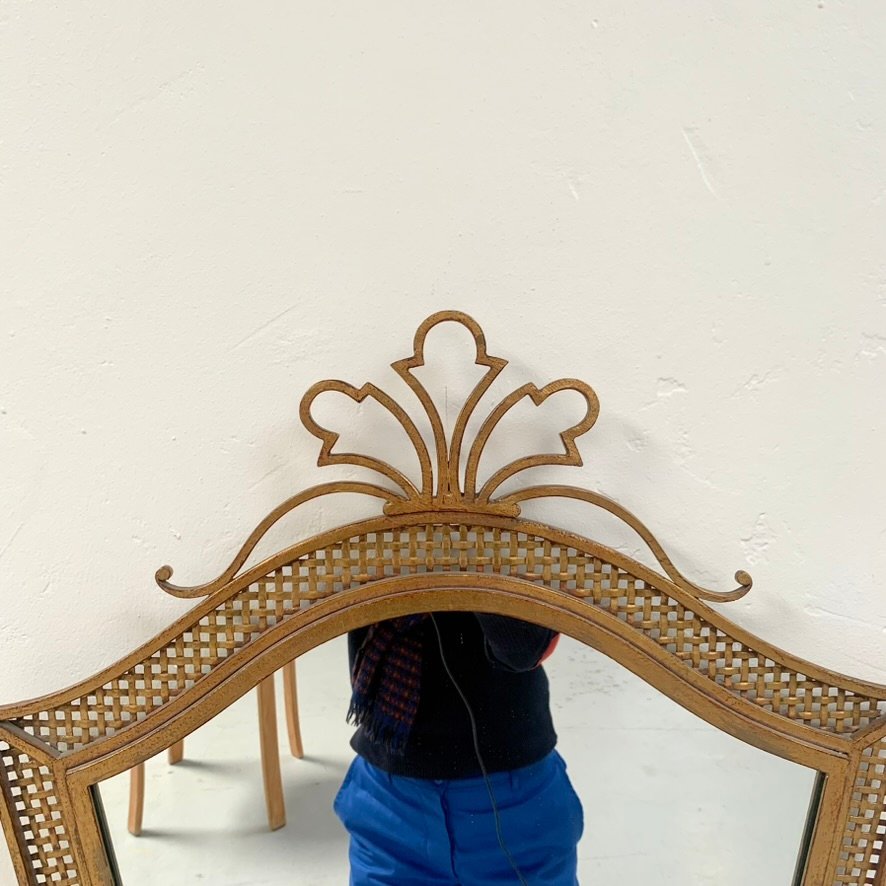 Miroir années 40, doré à la feuille d'or, France.-photo-4