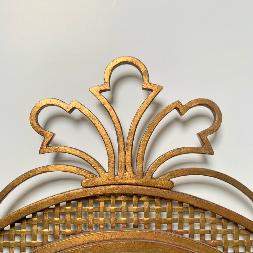 Miroir années 40, doré à la feuille d'or, France.-photo-5