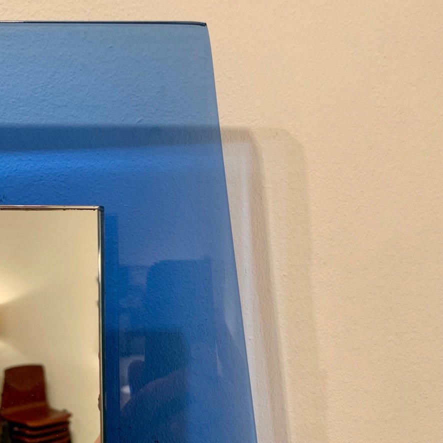 Cobalt-blue Glass Mirror, Circa 1970, Italy.-photo-3