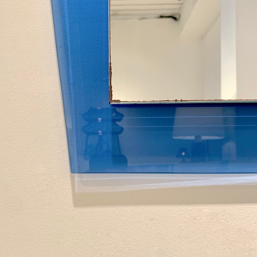 Cobalt-blue Glass Mirror, Circa 1970, Italy.-photo-5
