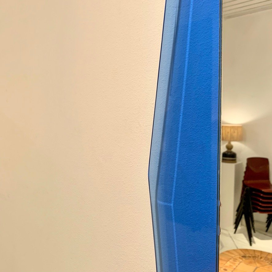 Cobalt-blue Glass Mirror, Circa 1970, Italy.-photo-7