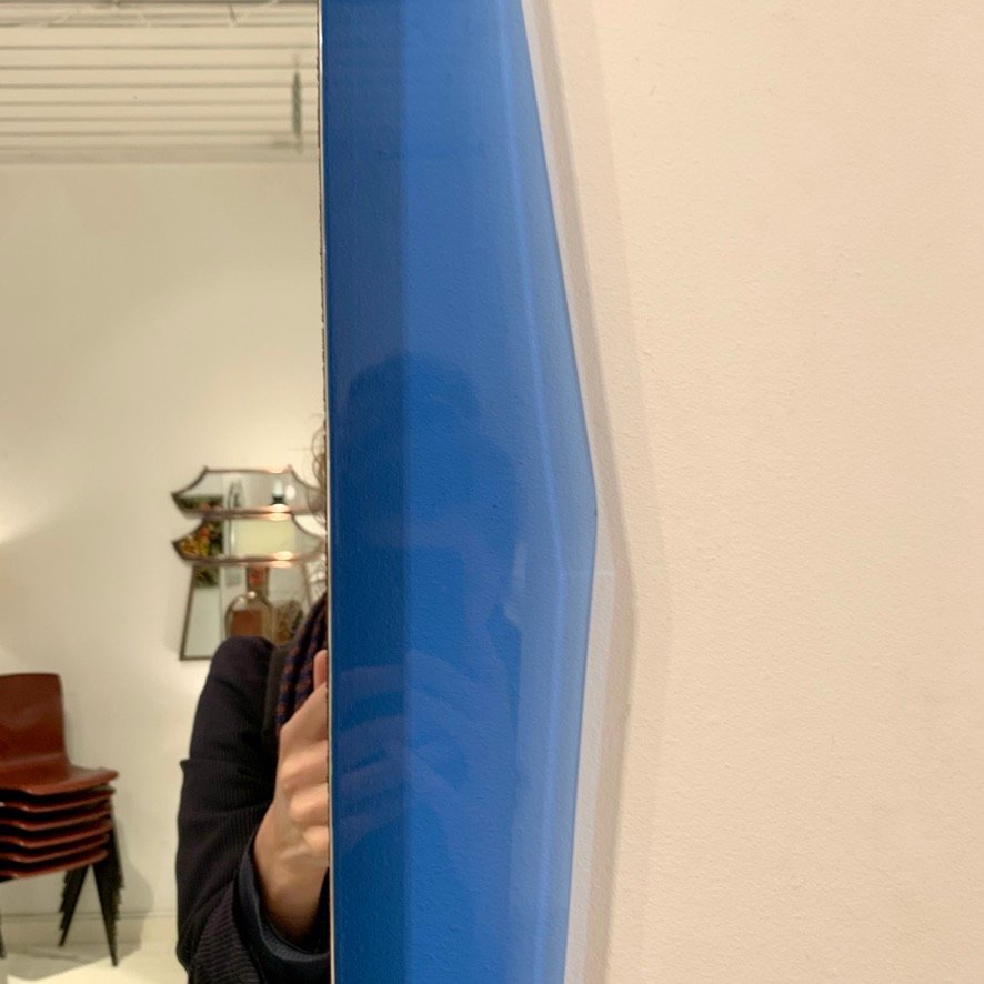 Cobalt-blue Glass Mirror, Circa 1970, Italy.-photo-8