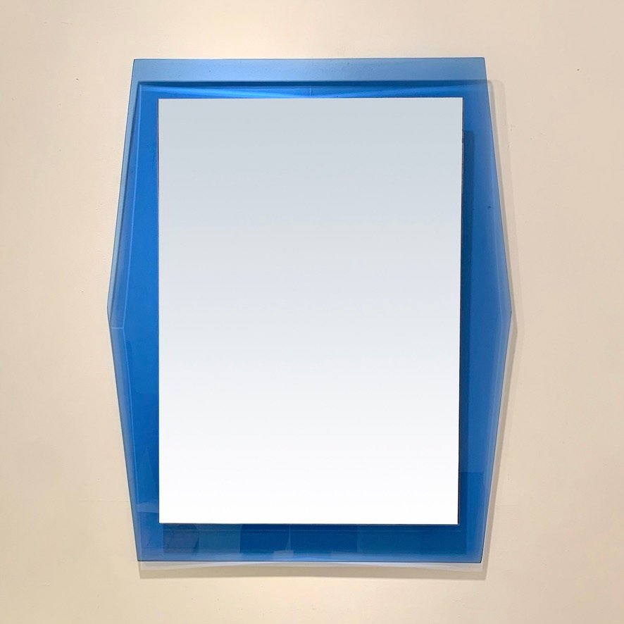 Cobalt-blue Glass Mirror, Circa 1970, Italy.