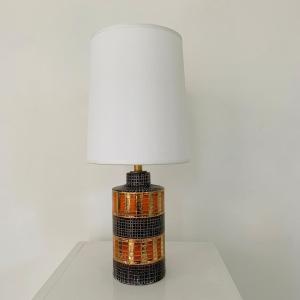 Bitossi Gold And Orange Ceramic Lamp, Circa 1970, Italy.
