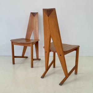 Paire de chaises de salle à manger CIRCA éditées par Seltz, vers 1980, France.