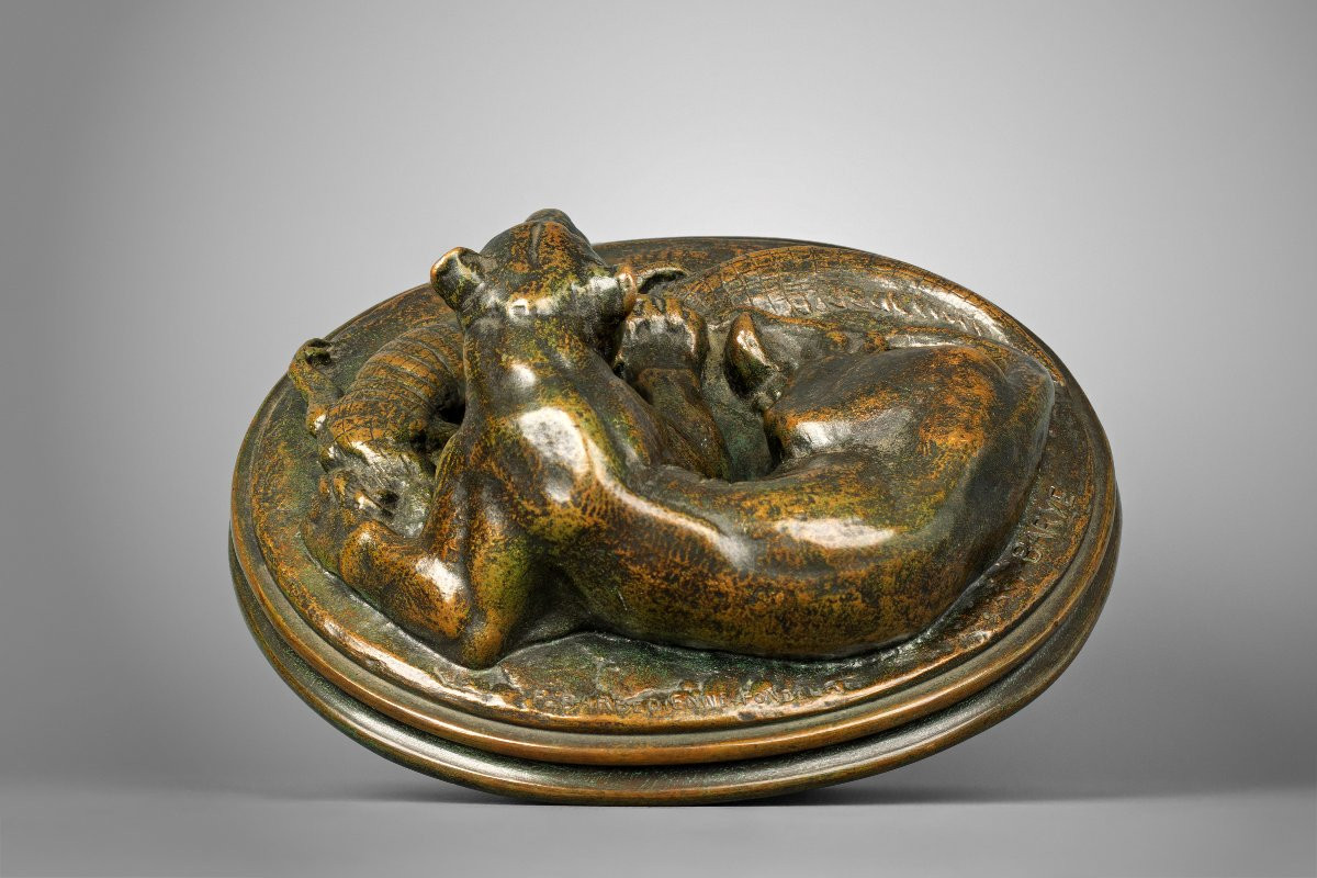 Jaguar Holding A Caiman, Antoine-louis Barye Paris (1795 - 1875)-photo-2