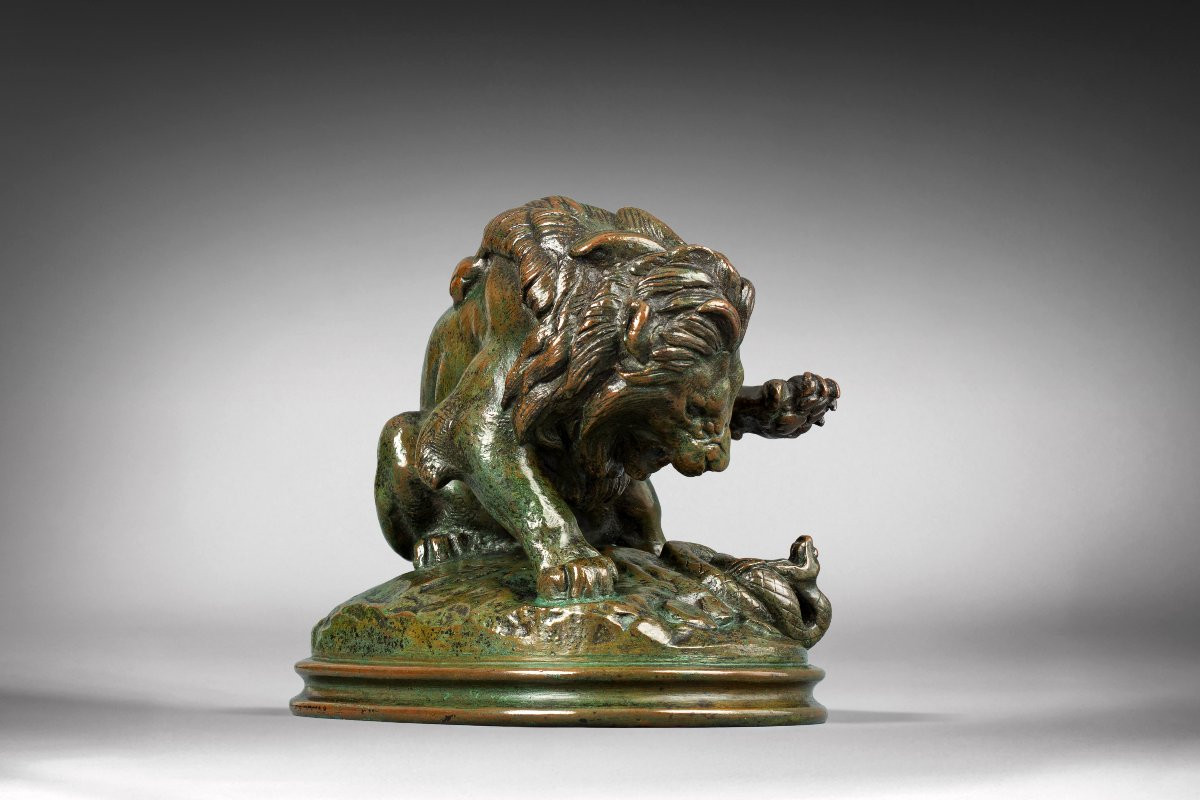  Lion With Serpent No. 3 (sketch) Antoine-louis Barye Paris (1795 - 1875)-photo-2