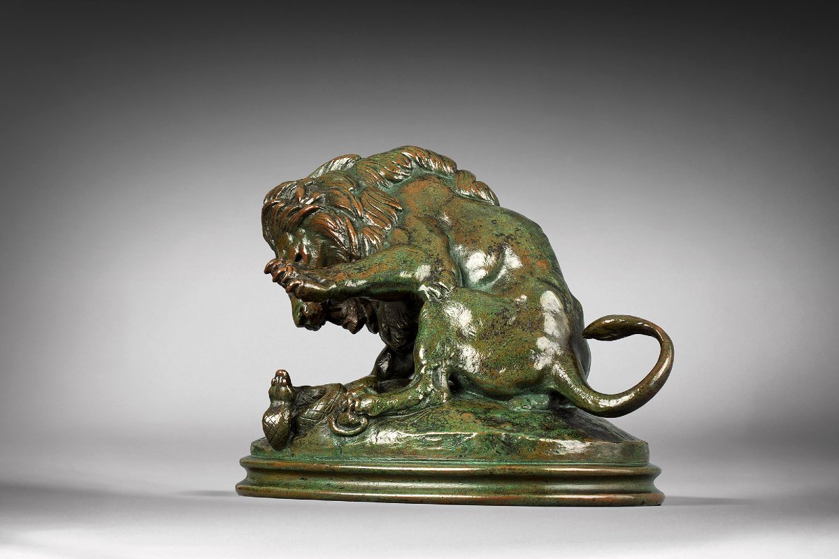  Lion With Serpent No. 3 (sketch) Antoine-louis Barye Paris (1795 - 1875)-photo-1