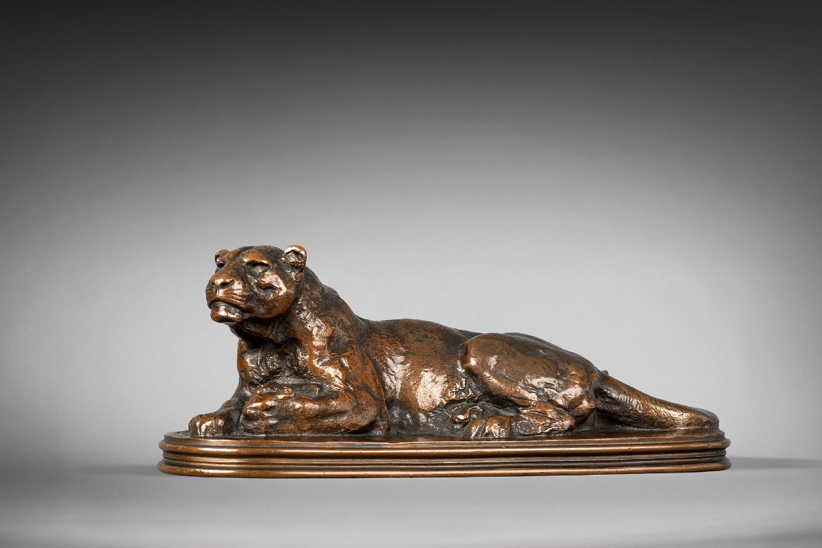  Panthère couchée, Antoine-Louis Barye, 1795 - 1875 -photo-3
