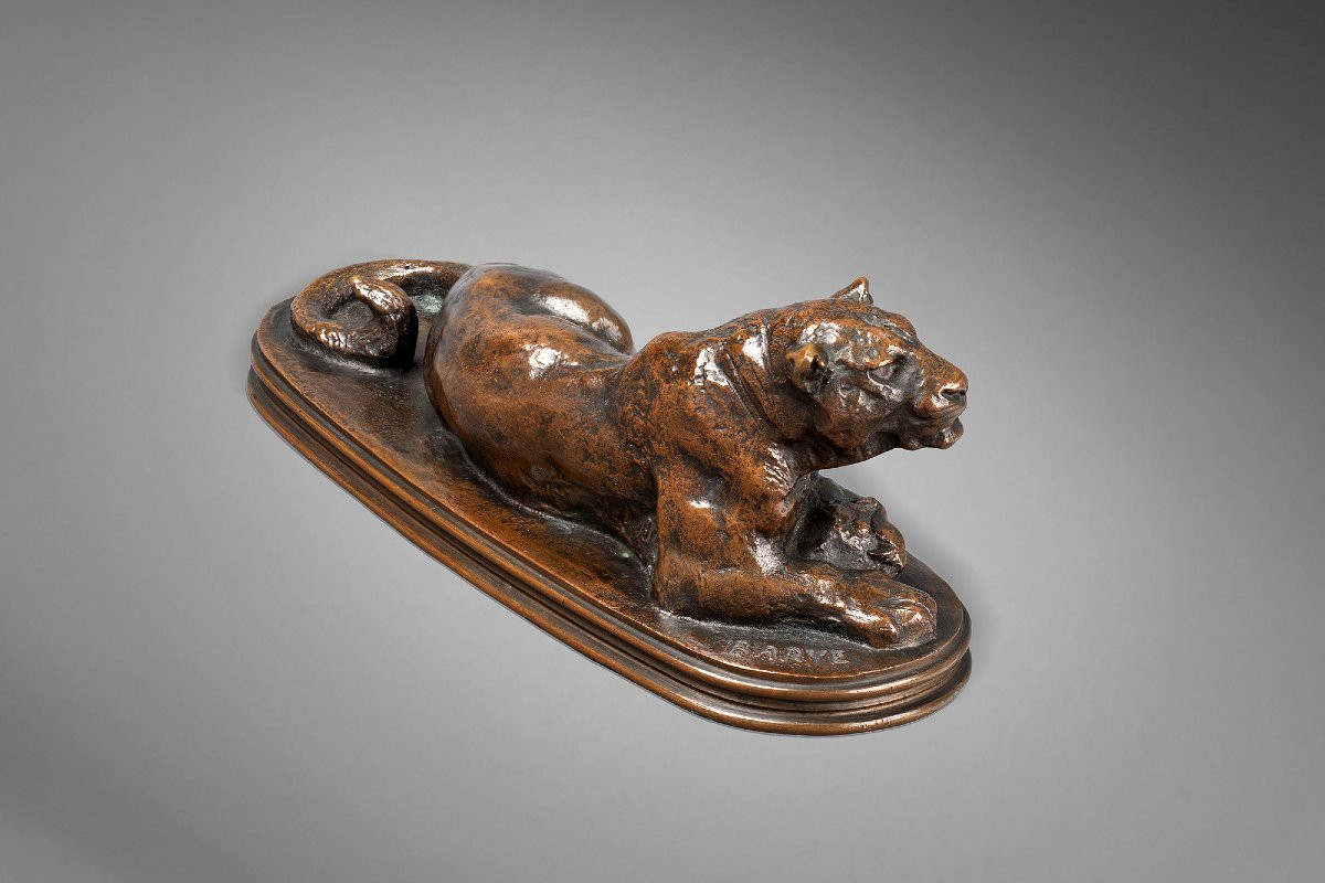  Reclining Panther, Antoine-louis Barye, 1795 - 1875 -photo-4