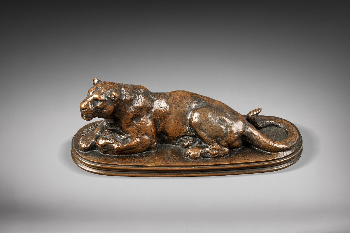  Panthère couchée, Antoine-Louis Barye, 1795 - 1875 -photo-1