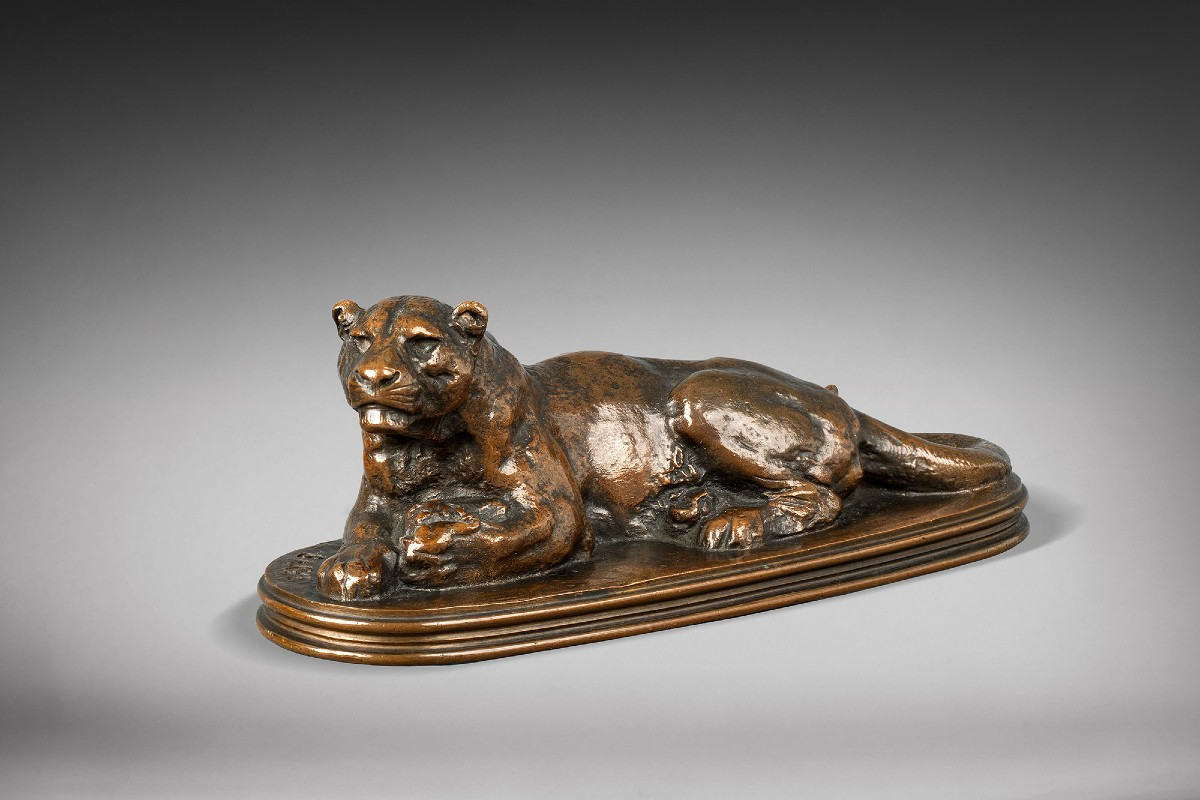  Reclining Panther, Antoine-louis Barye, 1795 - 1875 