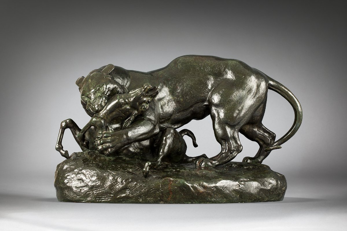 Tiger Surprising An Antelope, Antoine-louis Barye (1795 - 1875)   -photo-2