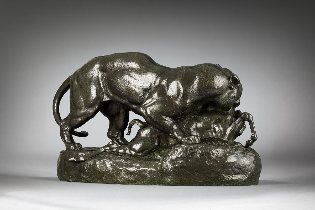 Tiger Surprising An Antelope, Antoine-louis Barye (1795 - 1875)   -photo-1
