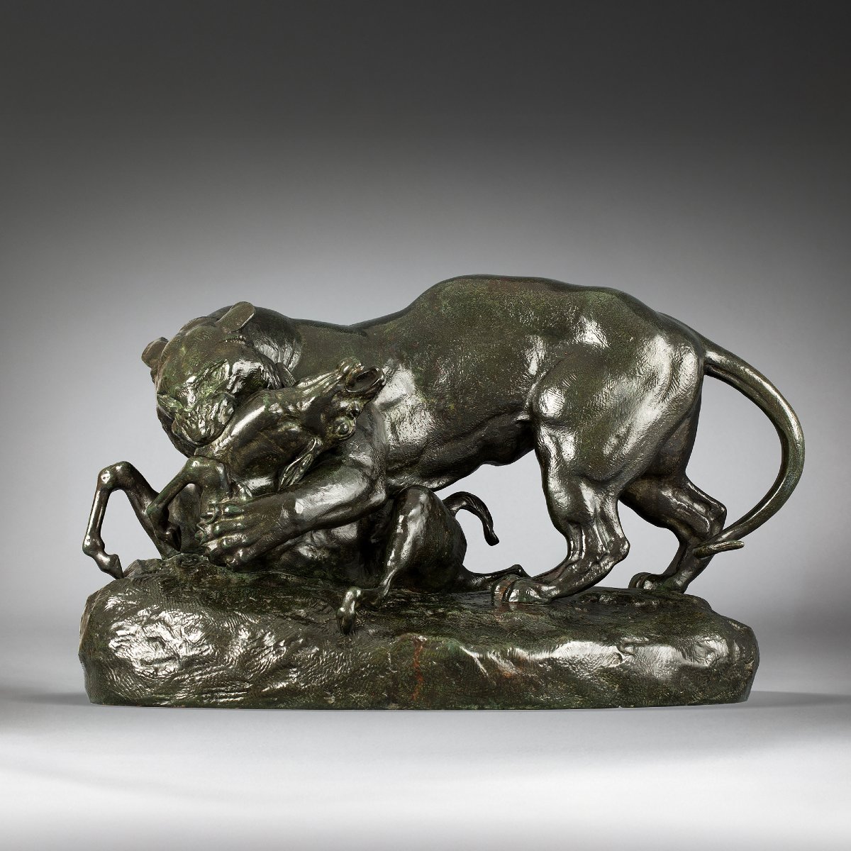 Tiger Surprising An Antelope, Antoine-louis Barye (1795 - 1875)   