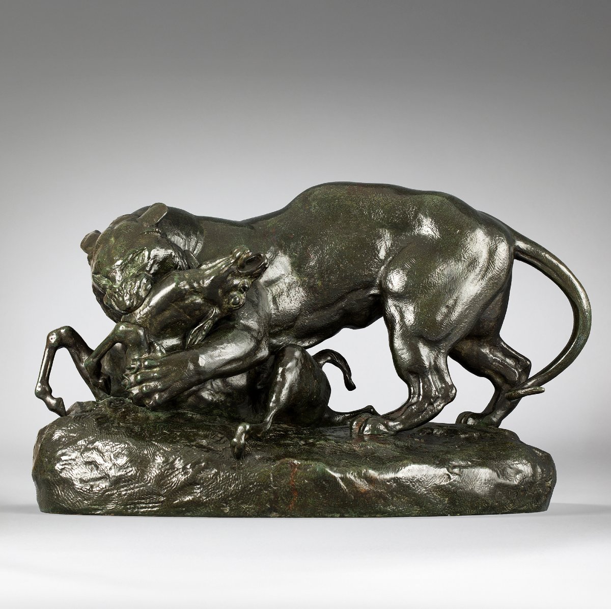 Tiger Surprising An Antelope, Antoine-louis Barye (1795 - 1875)   