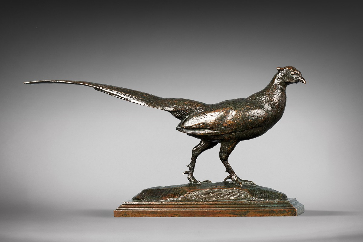  Faisan (tête tournée à droite, avec base géométrique) Antoine-Louis Barye Paris (1795 - 1875)-photo-2