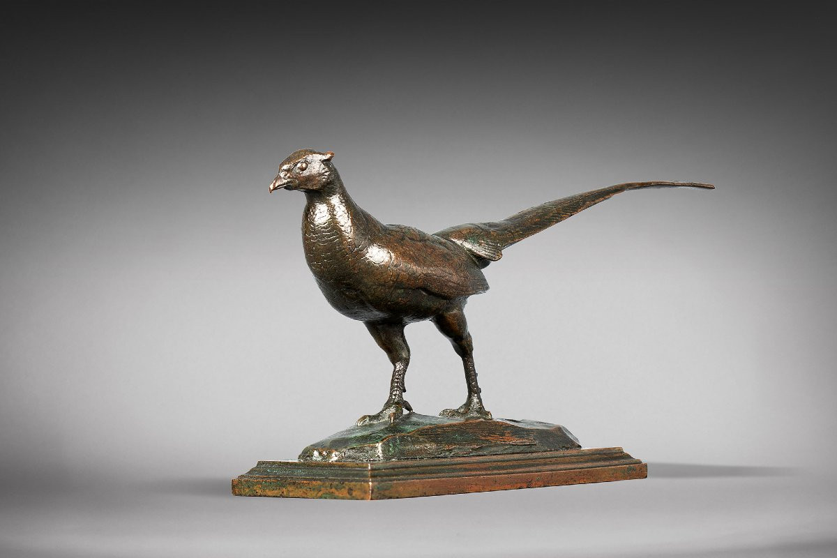  Faisan (tête tournée à droite, avec base géométrique) Antoine-Louis Barye Paris (1795 - 1875)-photo-4